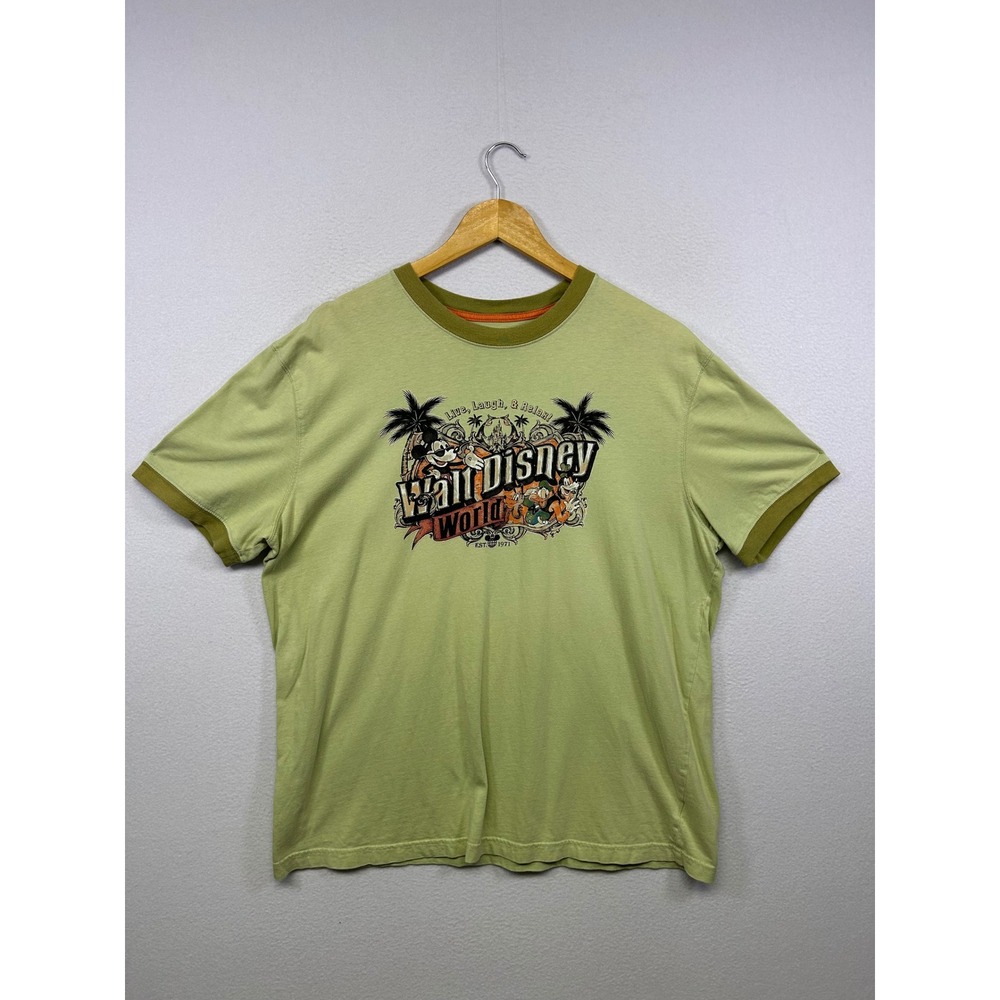 Disney Parks Disneycore Mens L Green Walt Disney World‎ Ringer T-Shirt
